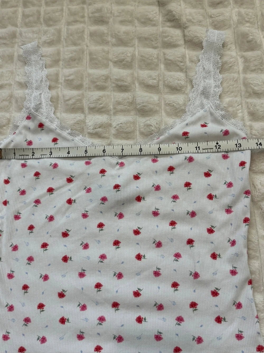 White Fox XS White Floral Roses Pajama Set ~ Cami Tank Lace Trim & Pants